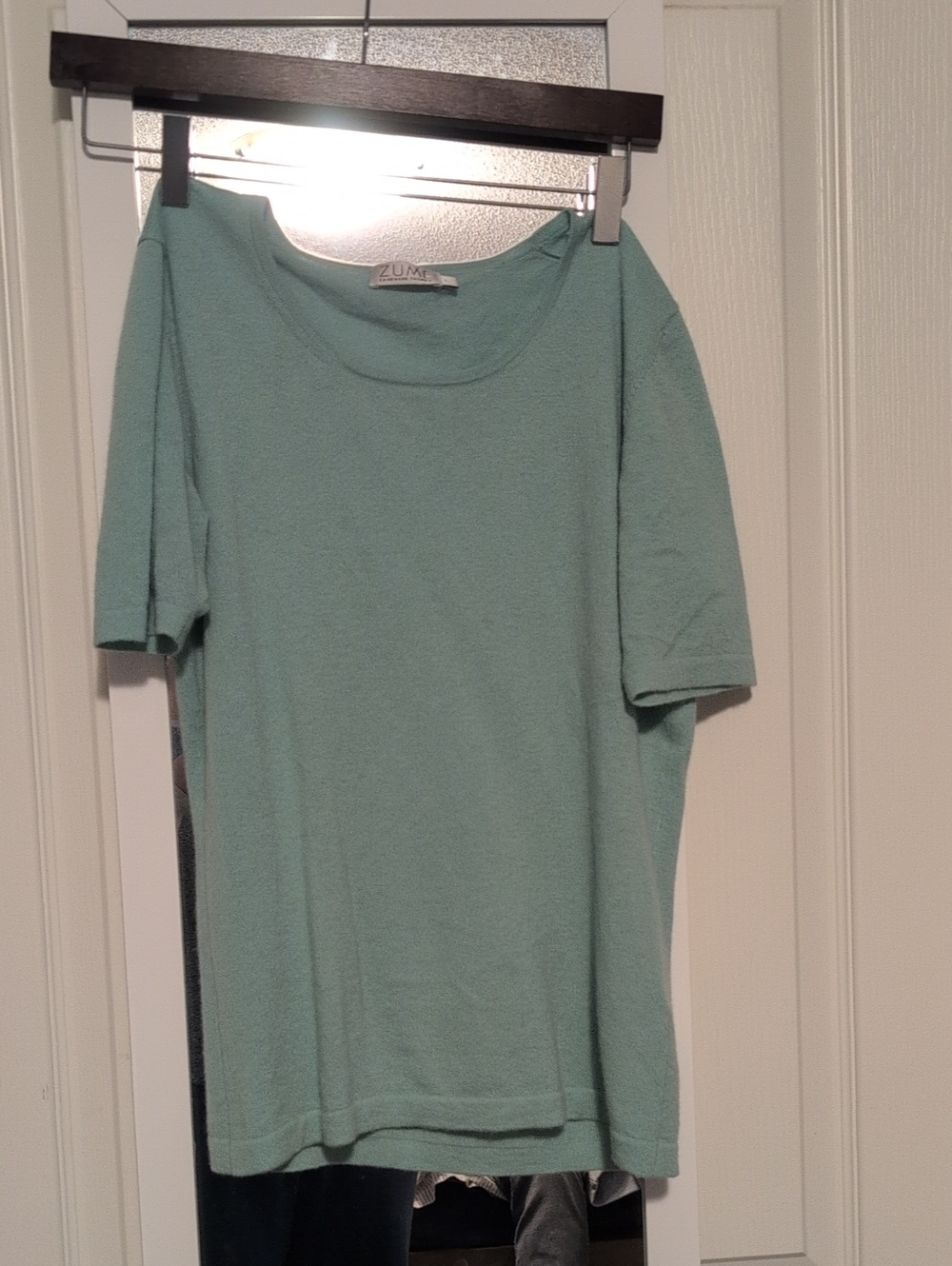 Cashmere Mint Green Short Sleeve Women's Top